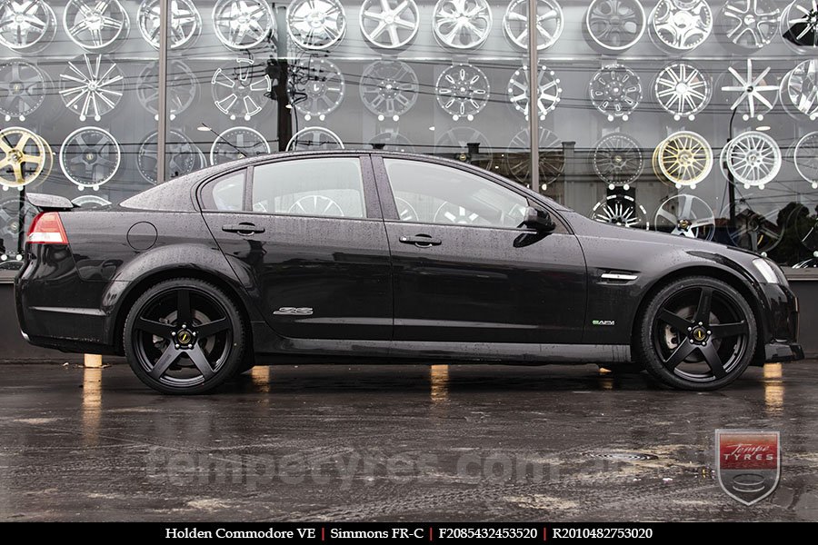 20x8.5 20x10 Simmons FR-C Satin Black NCT on HOLDEN COMMODORE VE