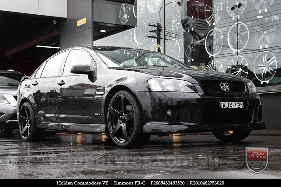 20x8.5 20x10 Simmons FR-C Satin Black NCT on HOLDEN COMMODORE VE