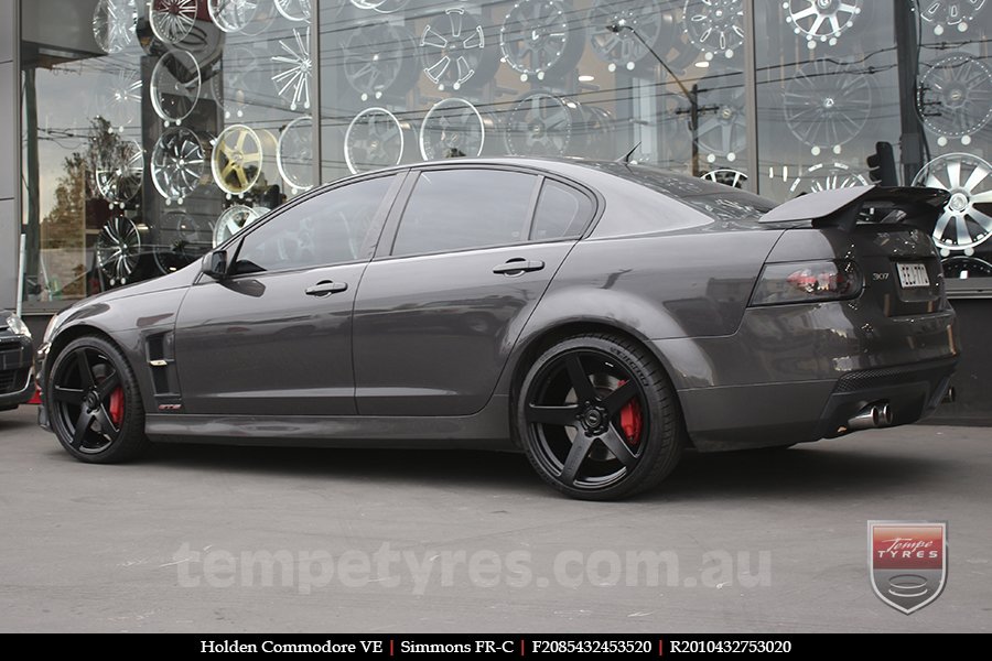 20x8.5 20x10 Simmons FR-C Satin Black NCT on HOLDEN COMMODORE VE