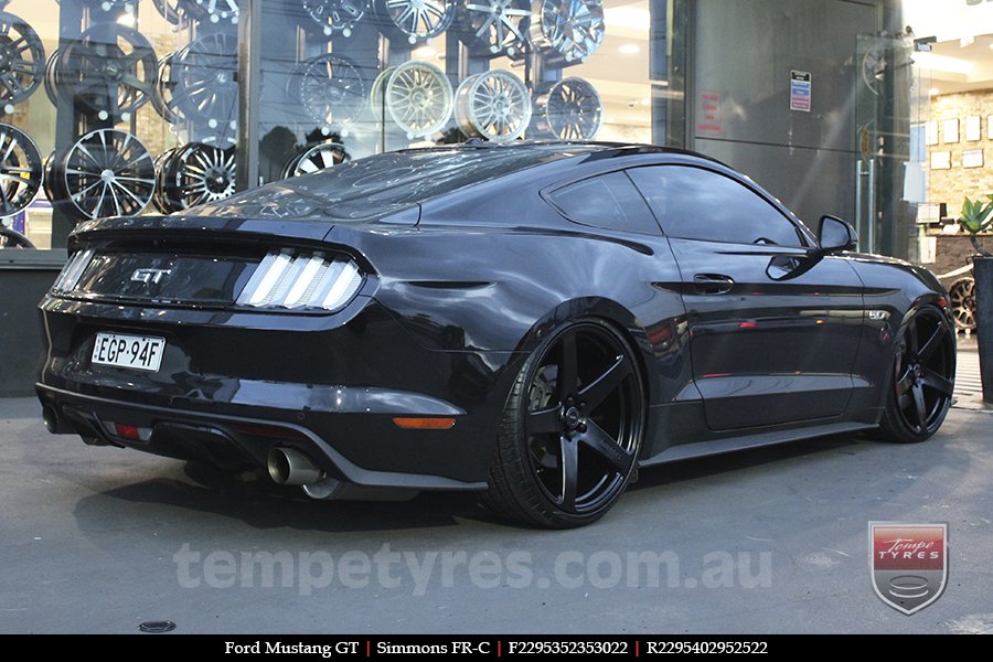 22x9.5 Simmons FR-C Full Satin Black NCT on FORD MUSTANG