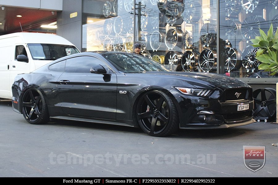 22x9.5 Simmons FR-C Full Satin Black NCT on FORD MUSTANG