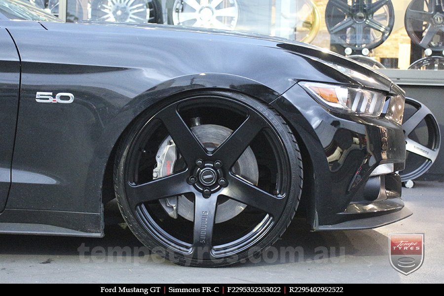 22x9.5 Simmons FR-C Full Satin Black NCT on FORD MUSTANG