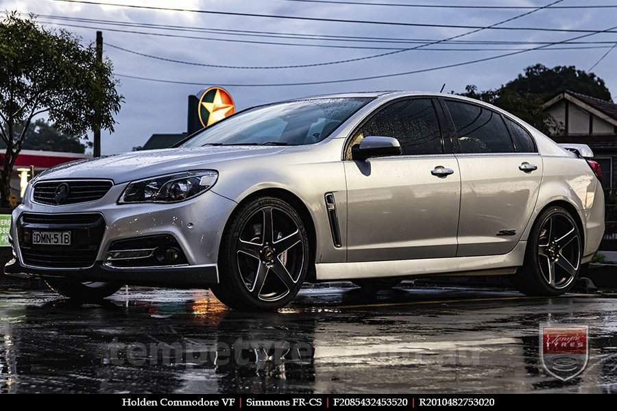 20x8.5 20x10 Simmons FR-CS Satin Black NCT  on HOLDEN COMMODORE VF