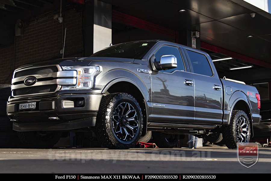 20x9.0 Simmons MAX X11 BKWAA on FORD F150