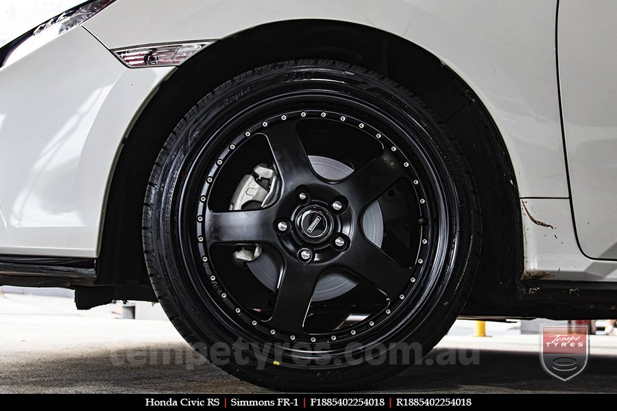 18x8.5 18x9.5 Simmons FR-1 Satin Black on HONDA CIVIC