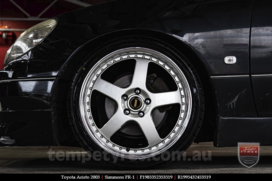 19x8.5 19x9.5 Simmons FR-1 Silver on TOYOTA ARISTO