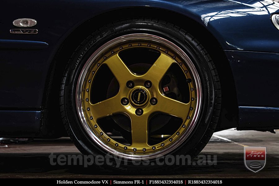 18x8.5 18x9.5 Simmons FR-1 Gold on HOLDEN COMMODORE VX