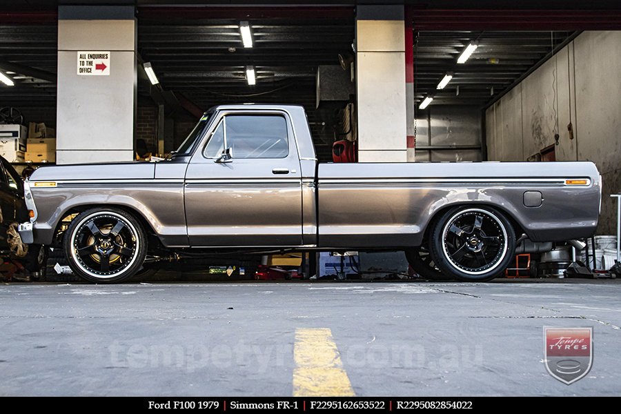 22x8.5 22x9.5 Simmons FR-1 Gloss Black Mirror Lip on FORD F100 