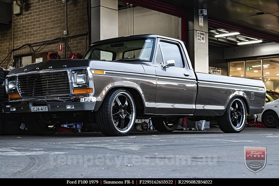 22x8.5 22x9.5 Simmons FR-1 Gloss Black Mirror Lip on FORD F100 