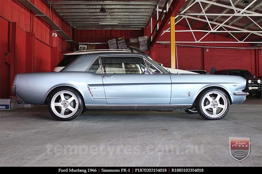 18x7.0 18x8.5 Simmons FR-1 Silver on FORD MUSTANG