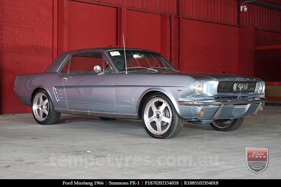 18x7.0 18x8.5 Simmons FR-1 Silver on FORD MUSTANG