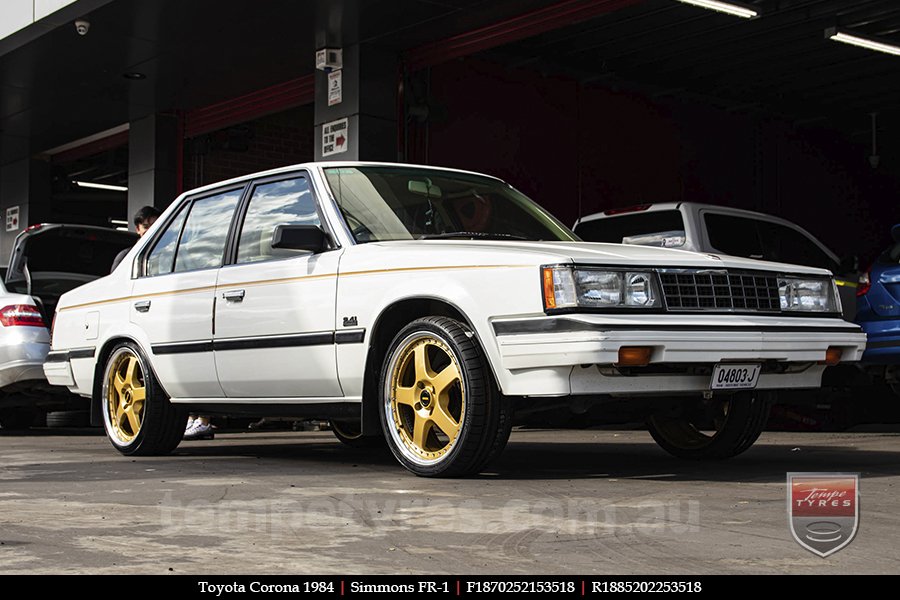 18x7.0 18x8.5 Simmons FR-1 Gold on TOYOTA CORONA