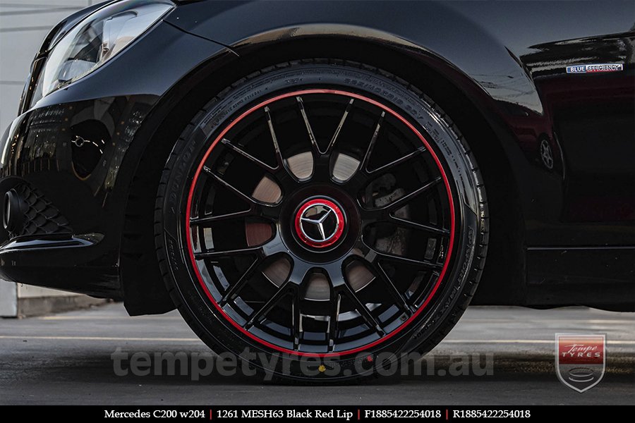 18x8.5 1261 MESH63 Black Red Lip on MERCEDES C-Class