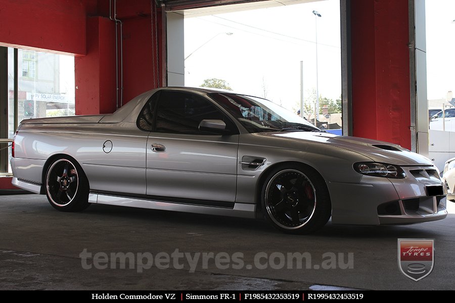 19x8.5 19x9.5 Simmons FR-1 Gloss Black on HOLDEN COMMODORE VZ