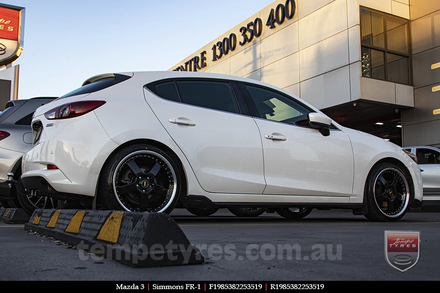 19x8.5 19x9.5 Simmons FR-1 Gloss Black on MAZDA 3