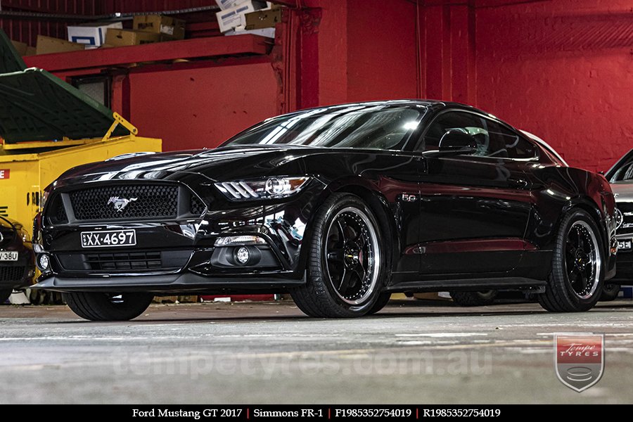 19x8.5 19x9.5 Simmons FR-1 Gloss Black on FORD MUSTANG