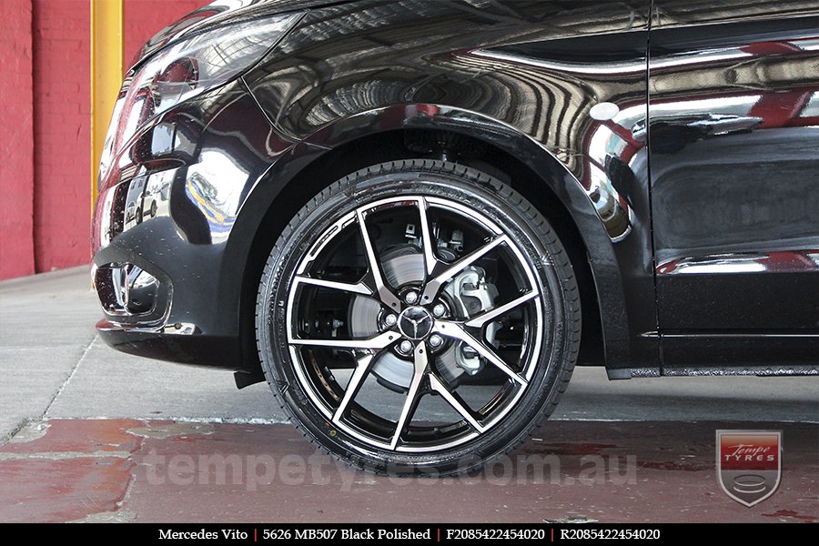 20x8.5 20x9.5 5626 MB507 Black Polished on MERCEDES VITO