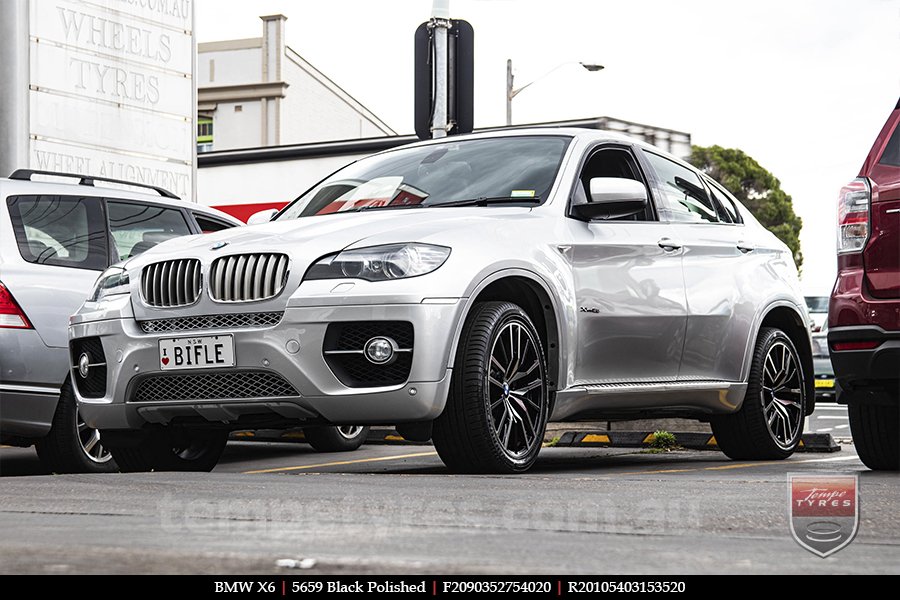 20x9.0 20x10.5 5659 Black Polished on BMW X6