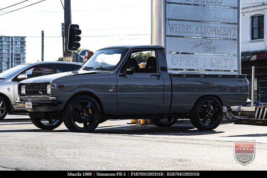 18x7.0 18x8.5 Simmons FR-1 Satin Black on MAZDA 1000 