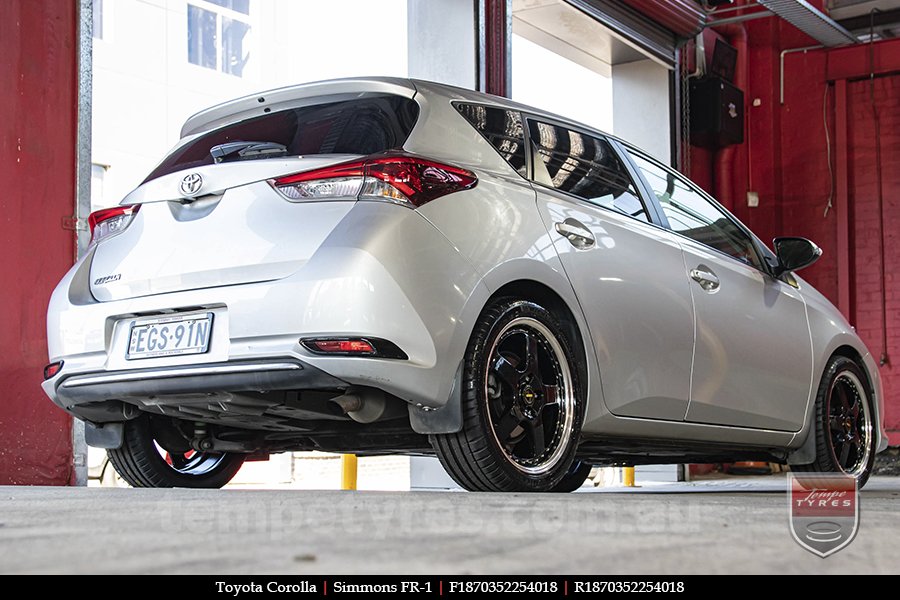 18x7.0 18x8.5 Simmons FR-1 Gloss Black on TOYOTA COROLLA