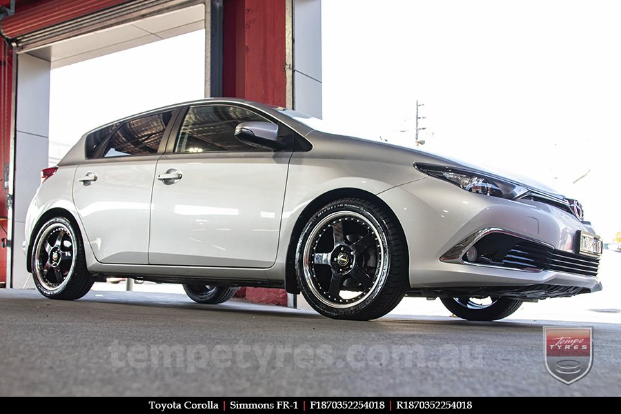 18x7.0 18x8.5 Simmons FR-1 Gloss Black on TOYOTA COROLLA