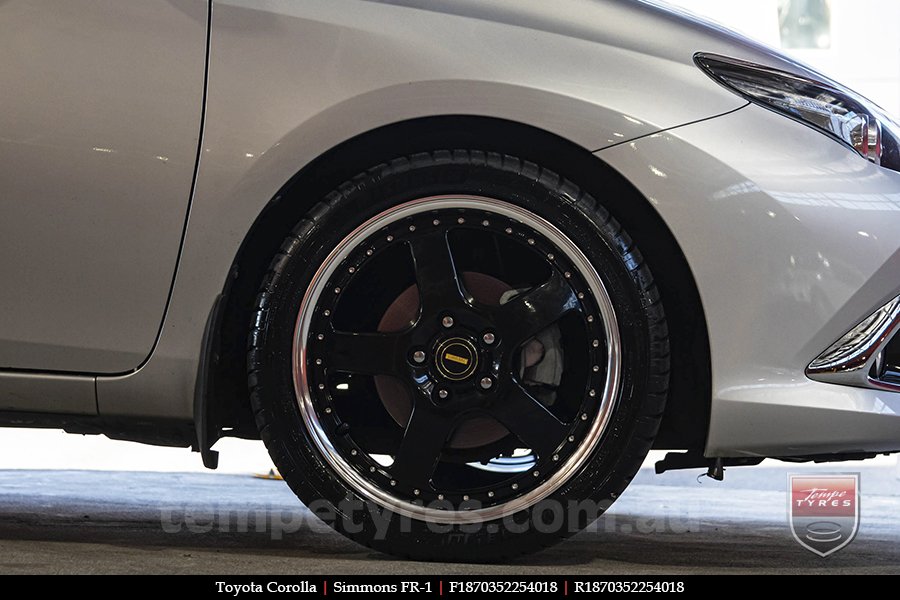 18x7.0 18x8.5 Simmons FR-1 Gloss Black on TOYOTA COROLLA