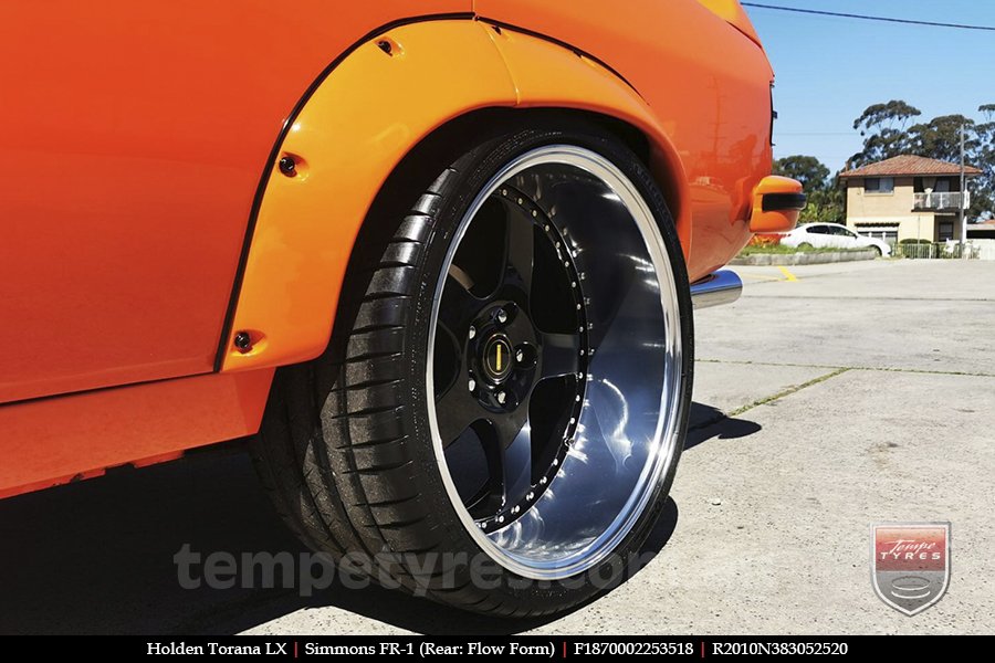 18x7.0 18x8.5 Simmons FR-1 Gloss Black on HOLDEN TORANA