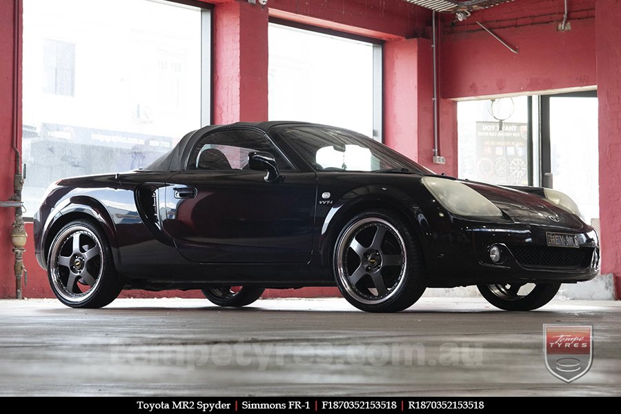 18x7.0 18x8.5 Simmons FR-1 Hyper Dark on TOYOTA MR2