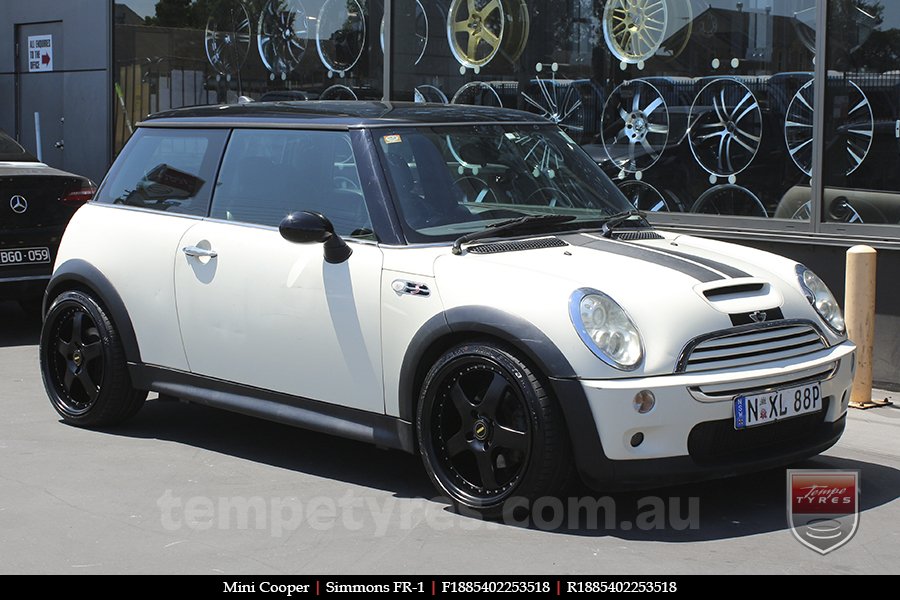 18x8.5 18x9.5 Simmons FR-1 Satin Black on MINI COOPER