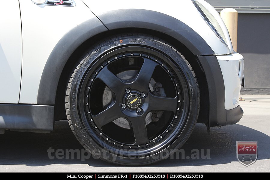 18x8.5 18x9.5 Simmons FR-1 Satin Black on MINI COOPER