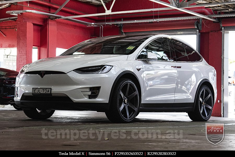 22x9.5 Simmons S6 Matte Black NCT on TESLA MODEL X