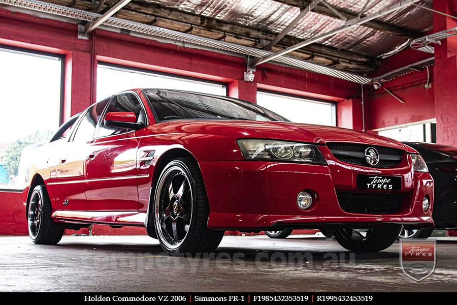 19x8.5 19x9.5 Simmons FR-1 Gloss Black on HOLDEN COMMODORE VZ