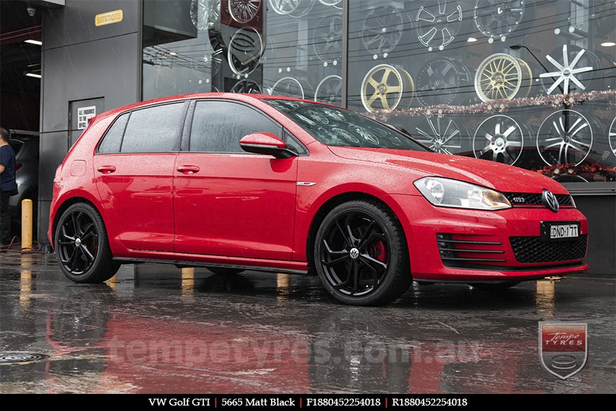 18x8.0 5665 Matt Black on VW GOLF GTI