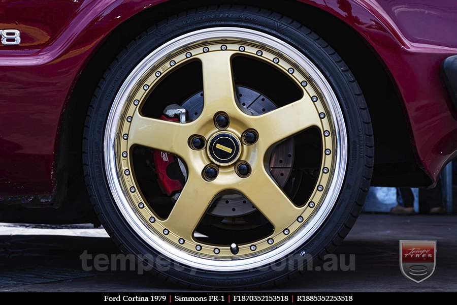 18x7.0 18x8.5 Simmons FR-1 Gold on FORD CORTINA