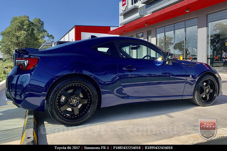 18x8.5 18x9.5 Simmons FR-1 Satin Black on TOYOTA 86