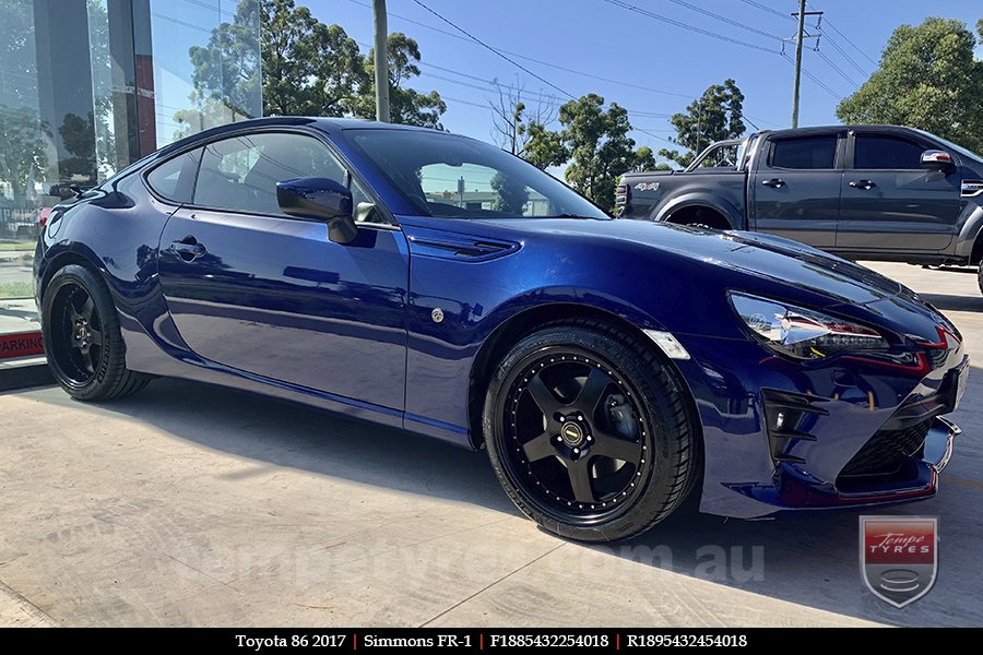 18x8.5 18x9.5 Simmons FR-1 Satin Black on TOYOTA 86