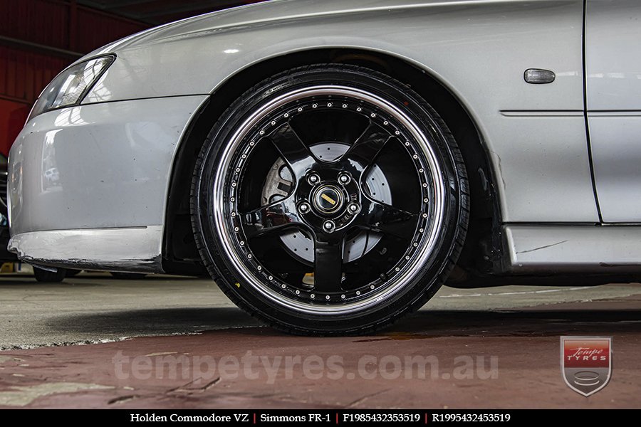 19x8.5 19x9.5 Simmons FR-1 Gloss Black on HOLDEN COMMODORE VZ