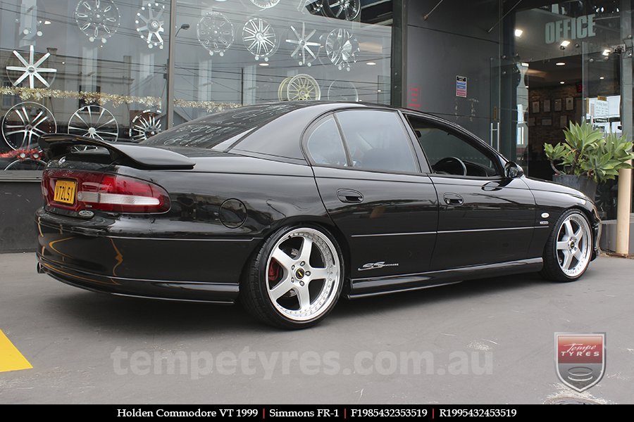 19x8.5 19x9.5 Simmons FR-1 Silver on HOLDEN COMMODORE VT