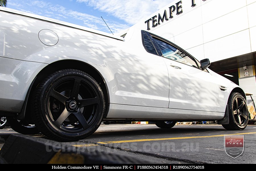 18x8.0 18x9.0 Simmons FR-C Matte Black NCT on HOLDEN COMMODORE VE