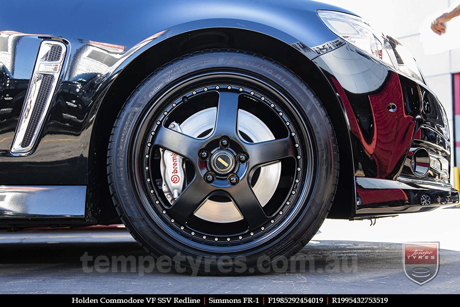 19x8.5 19x9.5 Simmons FR-1 Satin Black on HOLDEN COMMODORE VF