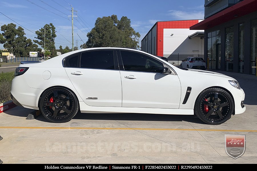 22x8.5 22x9.5 Simmons FR-1 Full Gloss Black on HOLDEN COMMODORE VF