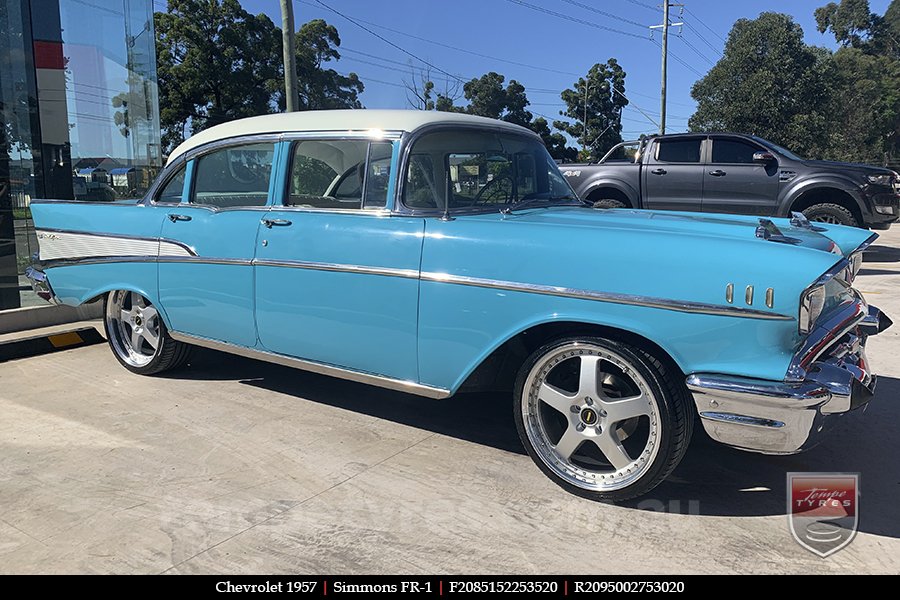 20x8.5 20x9.5 Simmons FR-1 Silver on CHEVROLET 1957