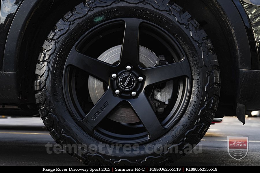 18x8.0 18x9.0 Simmons FR-C Matte Black NCT on RANGE ROVER DISCOVERY