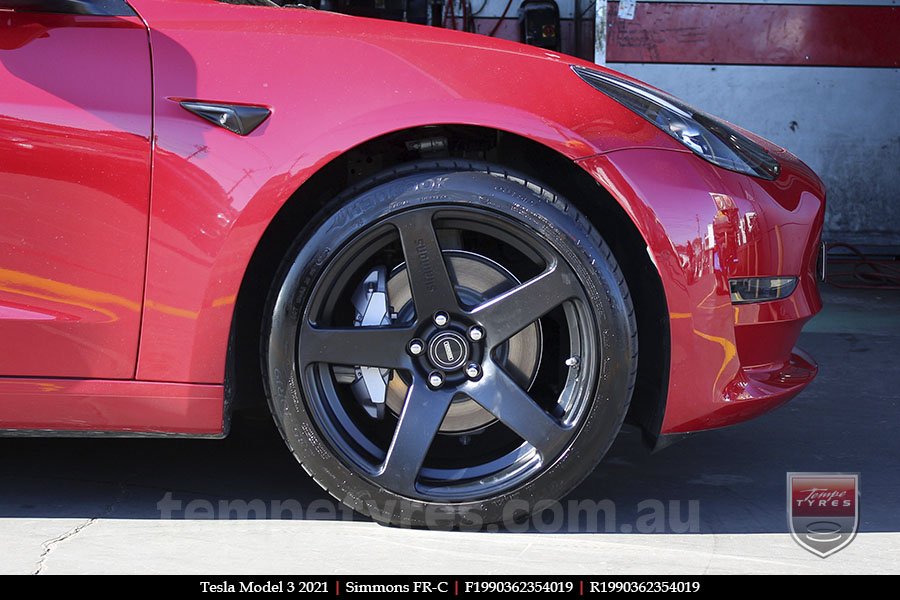 19x8.0 19x9.0 Simmons FR-C Matte Black NCT on TESLA MODEL 3