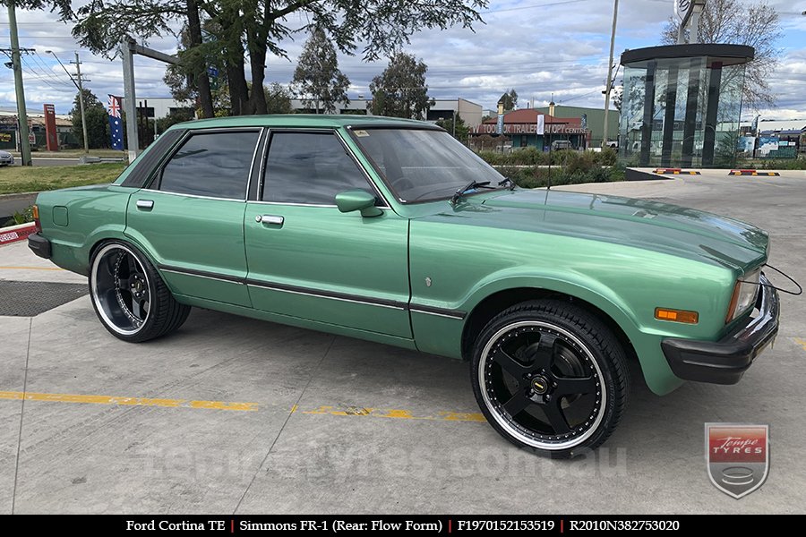 19x7.0 19x8.5 Simmons FR-1 Gloss Black on FORD CORTINA