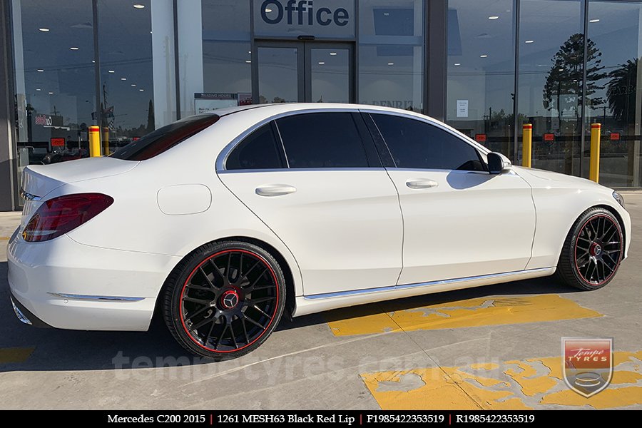 19x8.5 1261 MESH63 Black Red Lip on MERCEDES C-Class