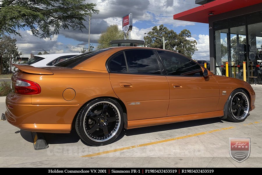 19x8.5 19x9.5 Simmons FR-1 Gloss Black on HOLDEN COMMODORE VX