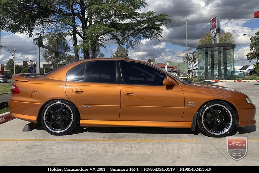 19x8.5 19x9.5 Simmons FR-1 Gloss Black on HOLDEN COMMODORE VX