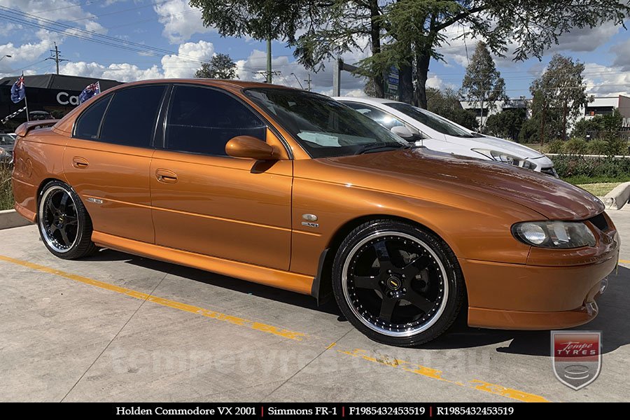 19x8.5 19x9.5 Simmons FR-1 Gloss Black on HOLDEN COMMODORE VX