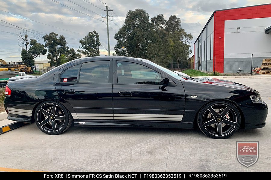 19x8.0 19x9.0 Simmons FR-CS Satin Black NCT on Ford Falcon